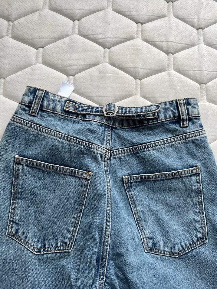 Gri Midi Boy Bol Kesim Kadın Kot Pantolon - Görsel 3