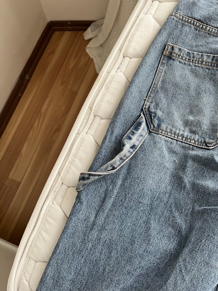 Gri Mavi Kemerli Kadın Denim Pantolon - Görsel 5