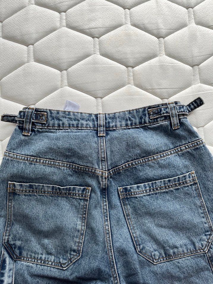 Gri Mavi Kemerli Kadın Denim Pantolon - Görsel 2