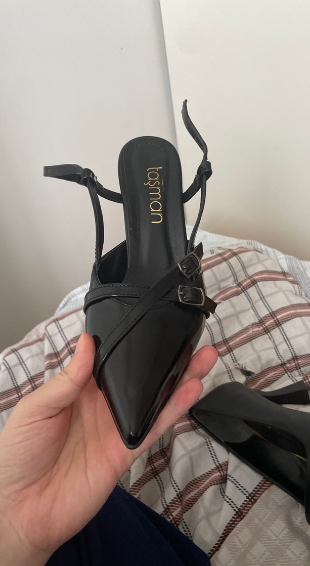 Siyah Tokalı Stiletto Topuklu Kadın Ayakkabı - Görsel 2