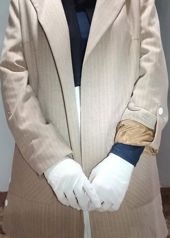 Bej Vintage Kadın Midi Ceket - Görsel 2