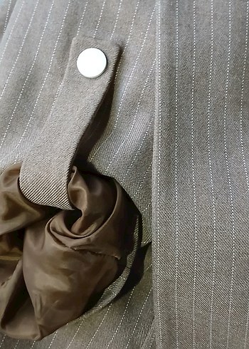 Bej Vintage Kadın Midi Ceket - Görsel 5