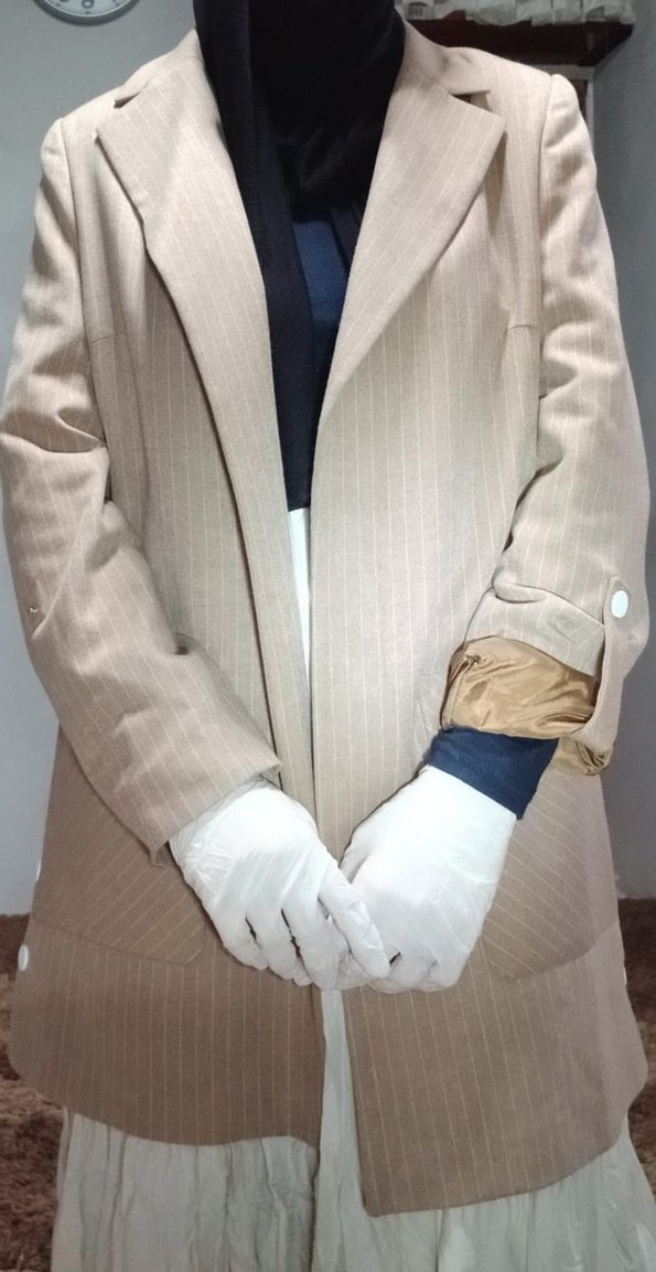 Bej Vintage Kadın Midi Ceket - Görsel 2