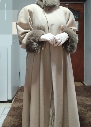Faux fur trimmed coat kadın kaban - Görsel 3