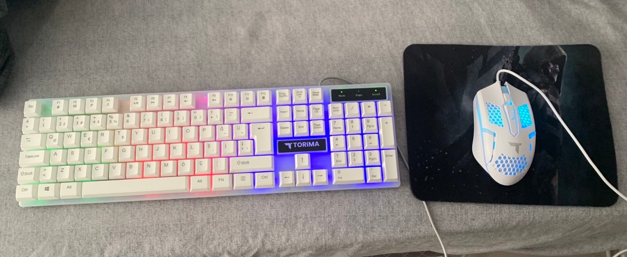 Beyaz RGB Işıklı Klavye ve Mouse Seti - Görsel 5