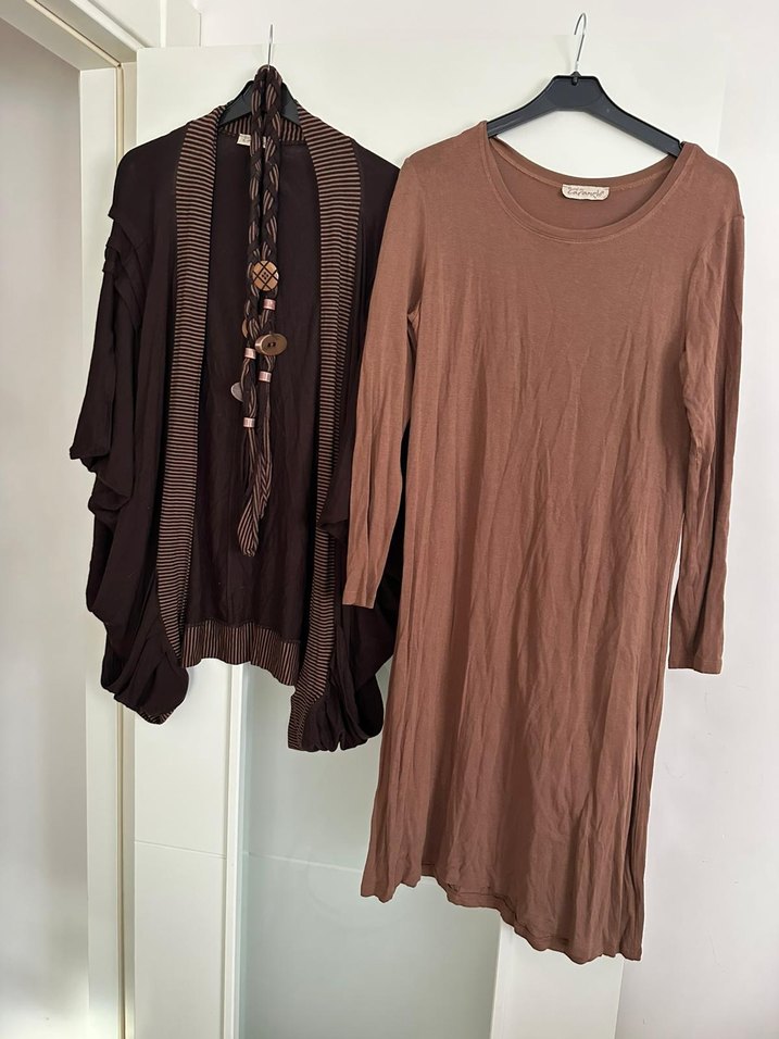 Kadın Kahverengi Uzun Triko Yelekli Elbise - Görsel 2