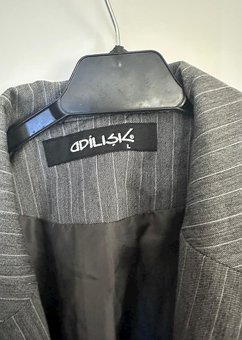 Adil Işık Gri Çizgili Kısa Kadın Blazer Ceket - Görsel 2