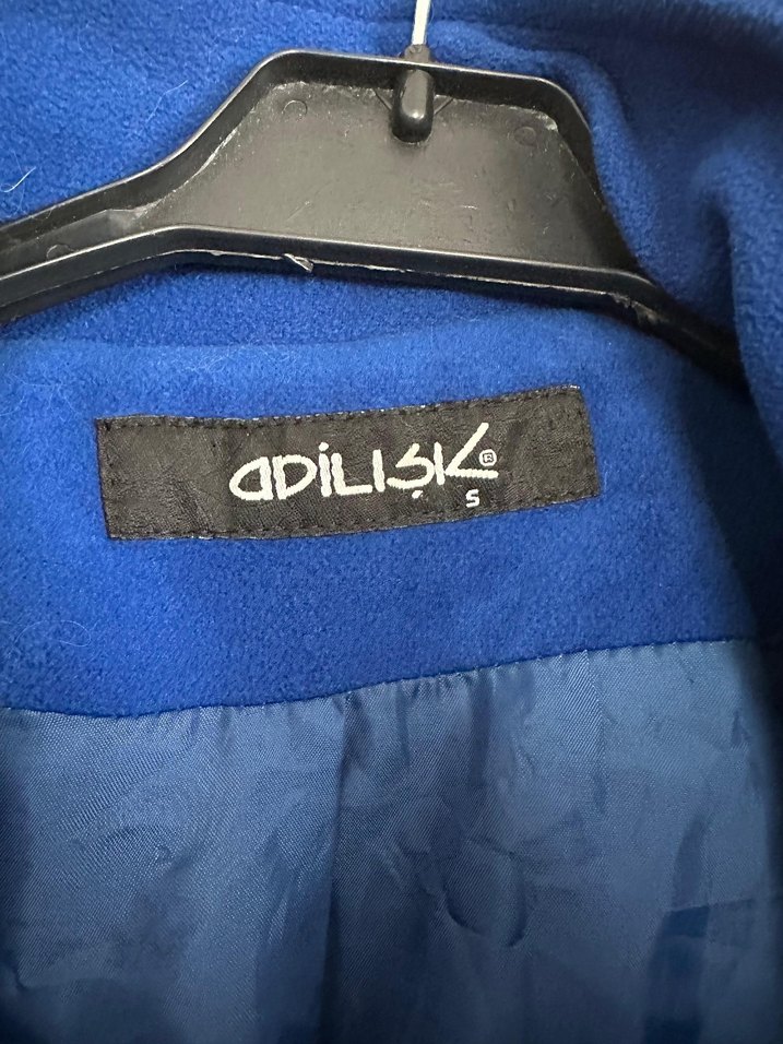 Düğmeli Saks Mavisi Kadın Kaban - Görsel 2