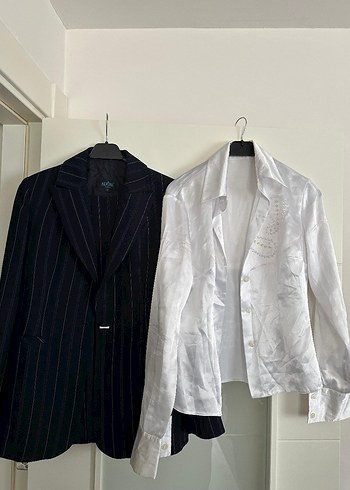 Alvina Lacivert Çizgili Kadın Takım Elbise - Görsel 2