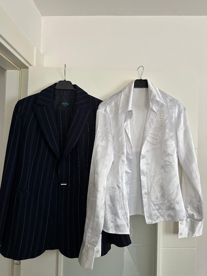 Alvina Lacivert Çizgili Kadın Takım Elbise - Görsel 2