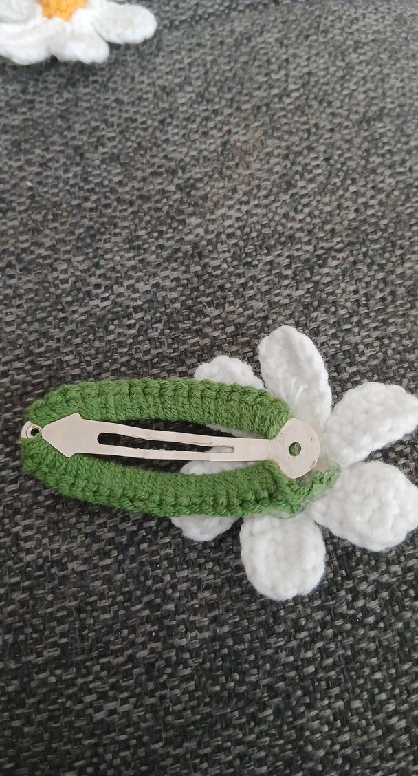 Örgü Papatya çıtçıtlı 1 çift toka - Görsel 3