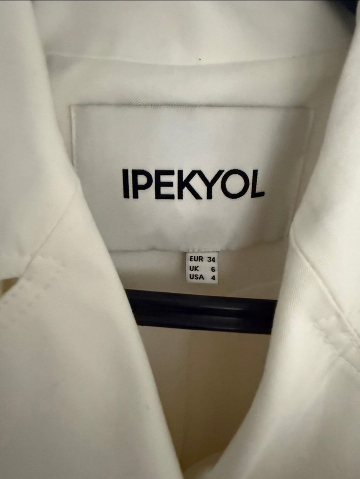 İpekyol Beyaz Düğmeli Midi Kadın Trençkot — görsel 3/8