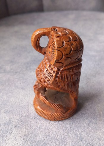 VİNTAGE EL YAPIMI OYMA AHŞAP BAYKUŞ BİBLOSU. KONDİSYON YÜKSEK - Görsel 3