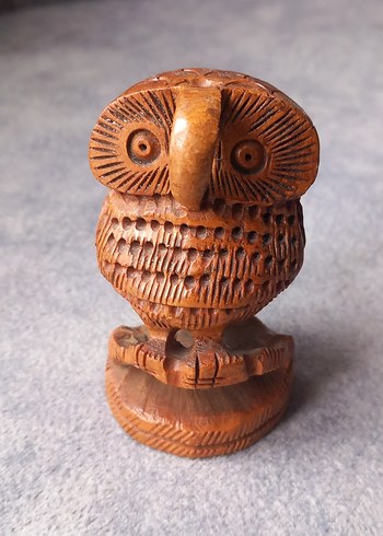 VİNTAGE EL YAPIMI OYMA AHŞAP BAYKUŞ BİBLOSU. KONDİSYON YÜKSEK - Görsel 2