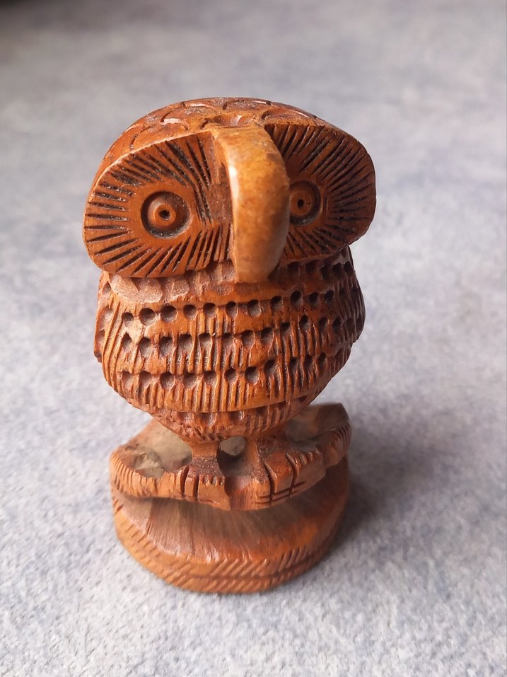 VİNTAGE EL YAPIMI OYMA AHŞAP BAYKUŞ BİBLOSU.  KONDİSYON YÜKSEK - Görsel 5