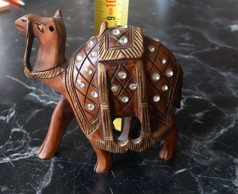 AHŞAPTAN OYMA EL YAPIMI VE TAŞ İŞLEMELİ DEVE - Görsel 5