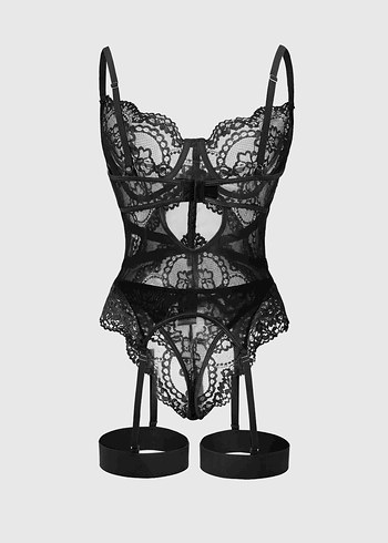 Siyah dantel jartiyer takım - Görsel 2