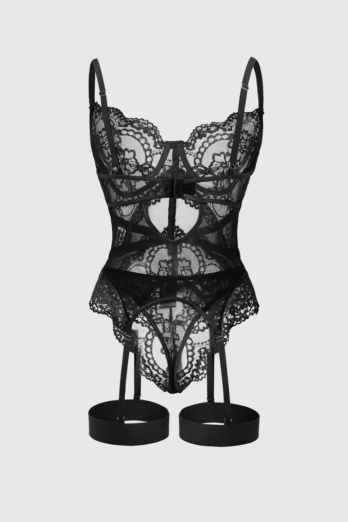 Siyah dantel jartiyer takım - Görsel 2