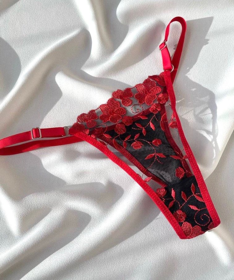 Nakışlı Kırmızı Sütyen - Görsel 2