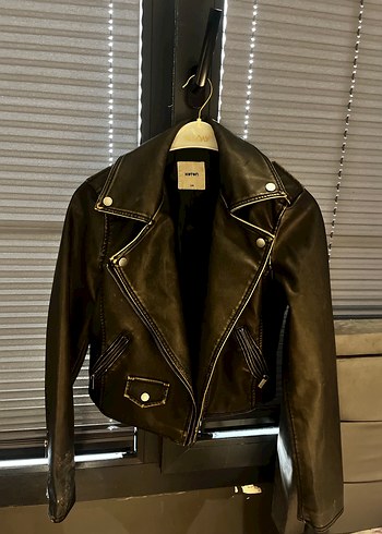 Vintage  koyu yeşil deri ceket (koton) - Görsel 2