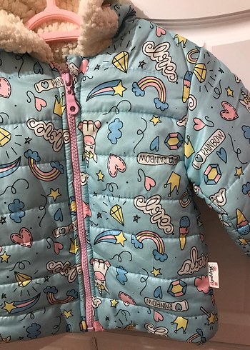 Kız Çocuk Baskılı Fermuarlı Mont - Görsel 3