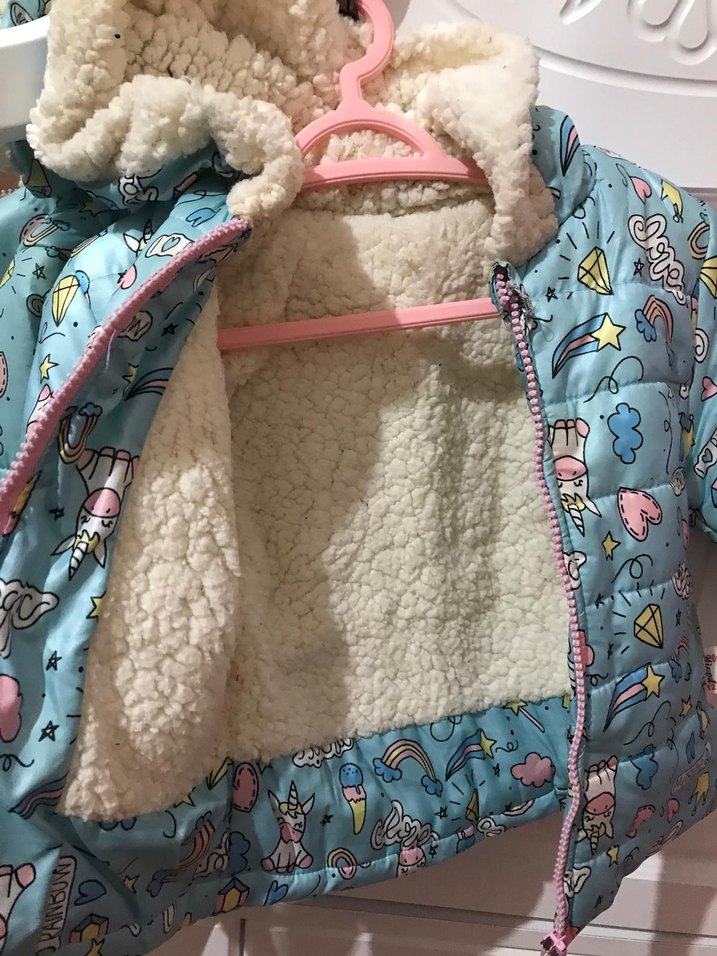 Kız Çocuk Baskılı Fermuarlı Mont - Görsel 4