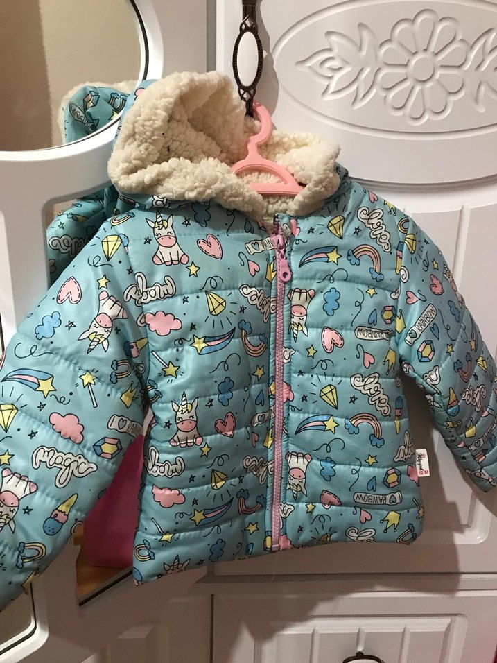 Kız Çocuk Baskılı Fermuarlı Mont - Görsel 2