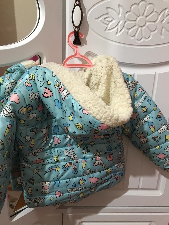 Kız Çocuk Baskılı Fermuarlı Mont - Görsel 5