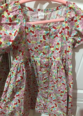 Kız Çocuk Pembe Pamuklu Fırfırlı Elbise - Görsel 2