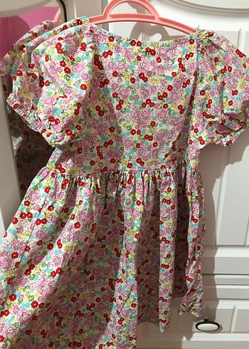 Kız Çocuk Pembe Pamuklu Fırfırlı Elbise - Görsel 3