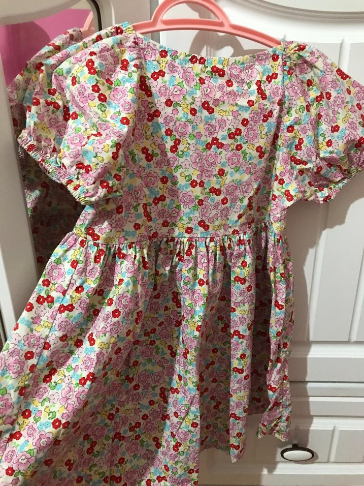 Kız Çocuk Pembe Pamuklu Fırfırlı Elbise - Görsel 3