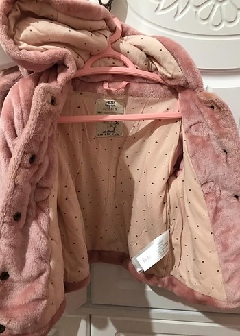 Kız Çocuk Pembe Kürklü Mont - Görsel 4