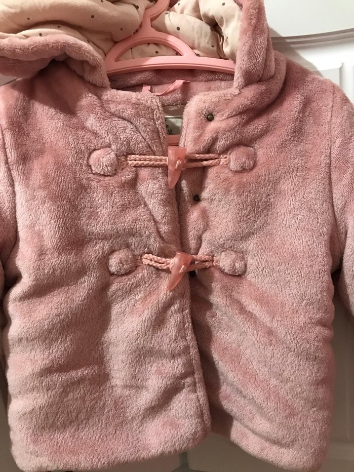 Kız Çocuk Pembe Kürklü Mont - Görsel 2