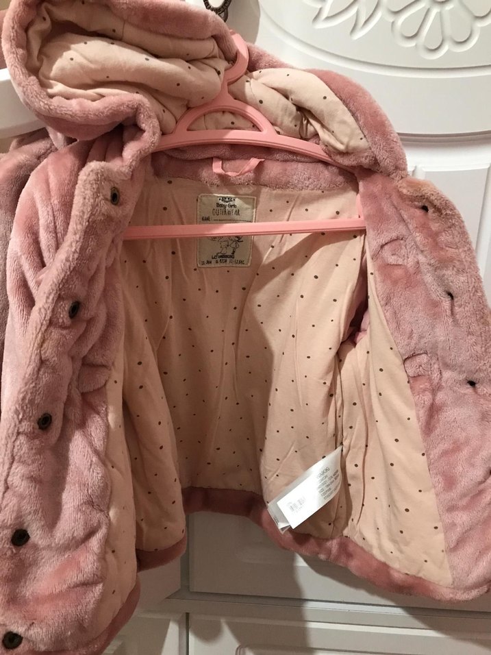 Kız Çocuk Pembe Kürklü Mont - Görsel 4