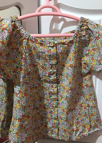 Çiçek Desenli Düğmeli kız çocuk Bluz - Görsel 2