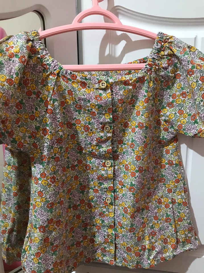 Çiçek Desenli Düğmeli kız çocuk Bluz - Görsel 2