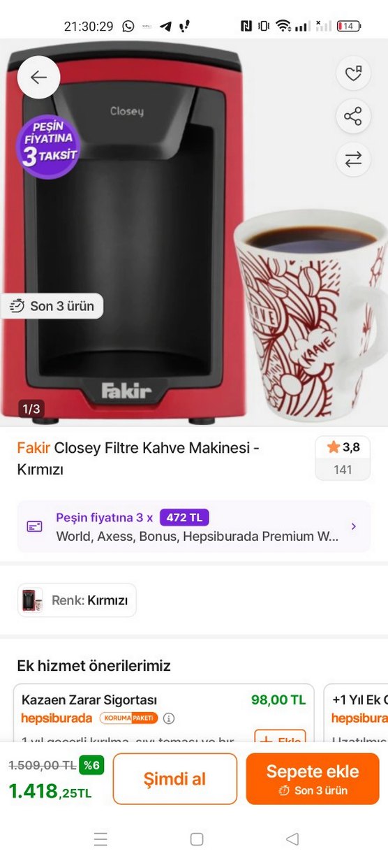 Fakir filtre kahve makinesi - Görsel 3