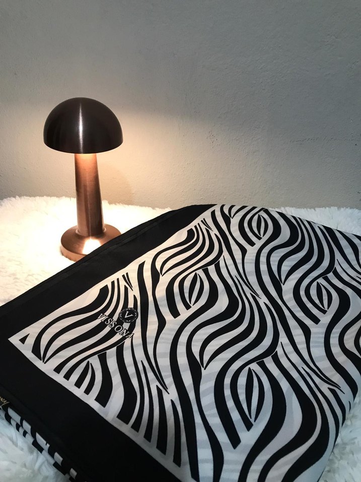 Vissona Siyah Beyaz Desenli Kadın Şal - Görsel 3