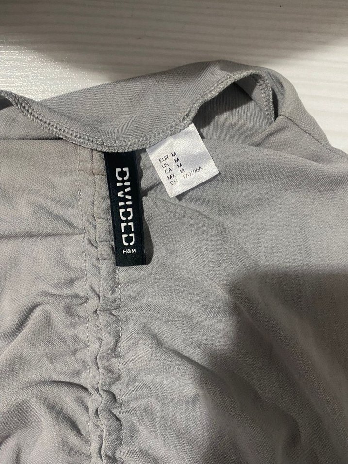 Gri Drapeli Kolsuz Mini Elbise - Görsel 2