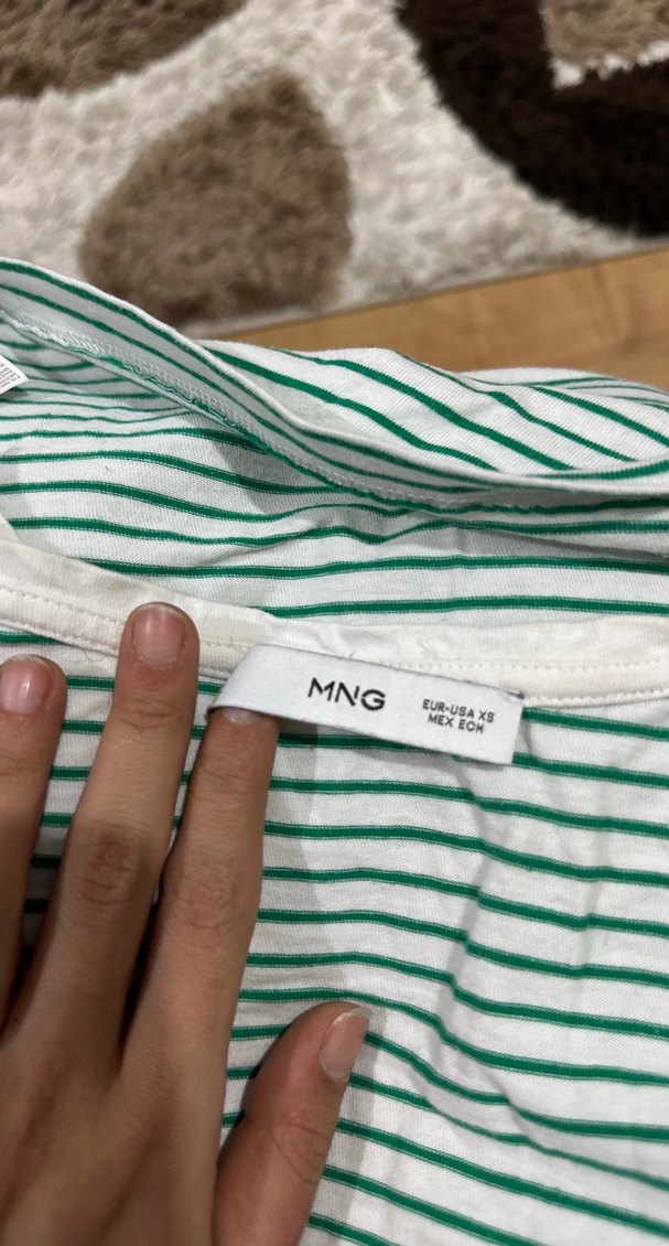 Yeşil Çizgili Kısa Kollu tişört - Görsel 5