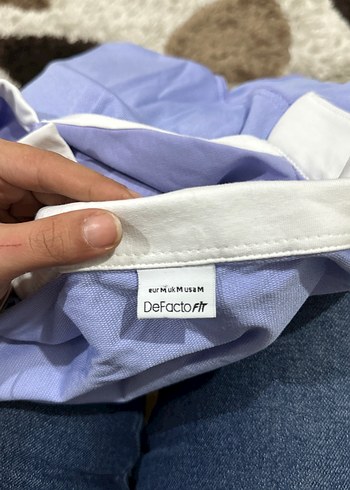 Mor Baskılı Denim Polo Yaka Tişört - Görsel 6