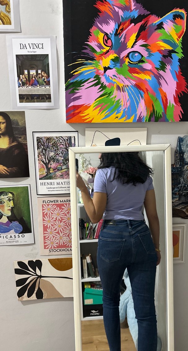 Mor Baskılı Denim Polo Yaka Tişört - Görsel 2