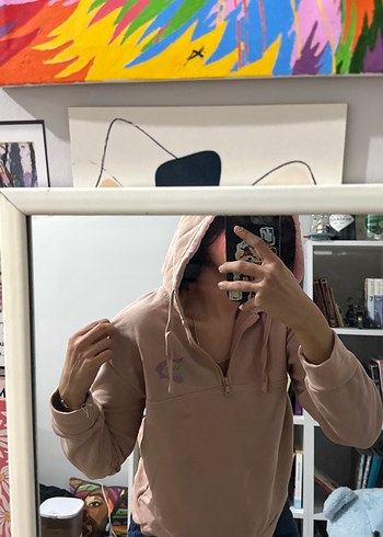 Açık pembe-bej Kadın fermuarlı v Yakalı Salaş Triko - Görsel 2