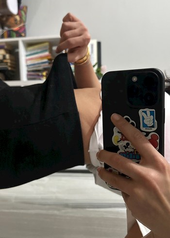 Siyah Denim mini Etek Yırtmaçlı - Görsel 3