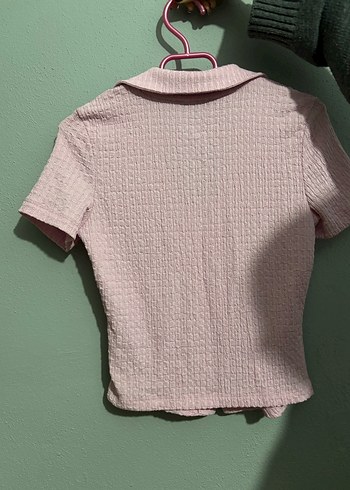 Düğmeli Pembe Mini Kadın Gömlek - Görsel 2