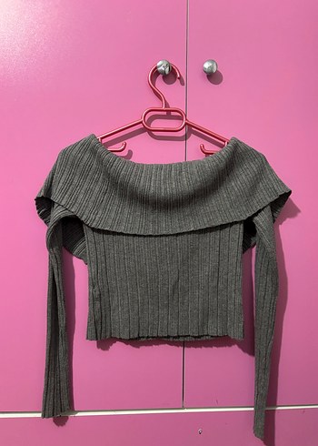 Gri Triko Kadın Uzun Kollu Bluz - Görsel 2