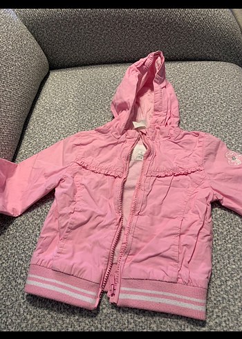 2/3 yaş C&A Marka Kız Çocuk Kapüşonlu Pembe Fermuarlı Yağmurluk - Görsel 2