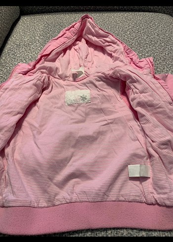 2/3 yaş C&A Marka Kız Çocuk Kapüşonlu Pembe Fermuarlı Yağmurluk - Görsel 4