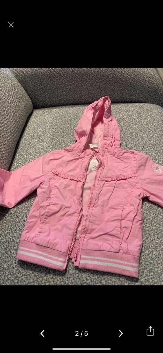 2/3 yaş C&A Marka Kız Çocuk Kapüşonlu Pembe Fermuarlı Yağmurluk - Görsel 2