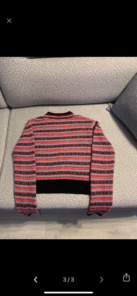 Crop Çok Renkli Desenli Örgü Kadın Kazak - Görsel 3